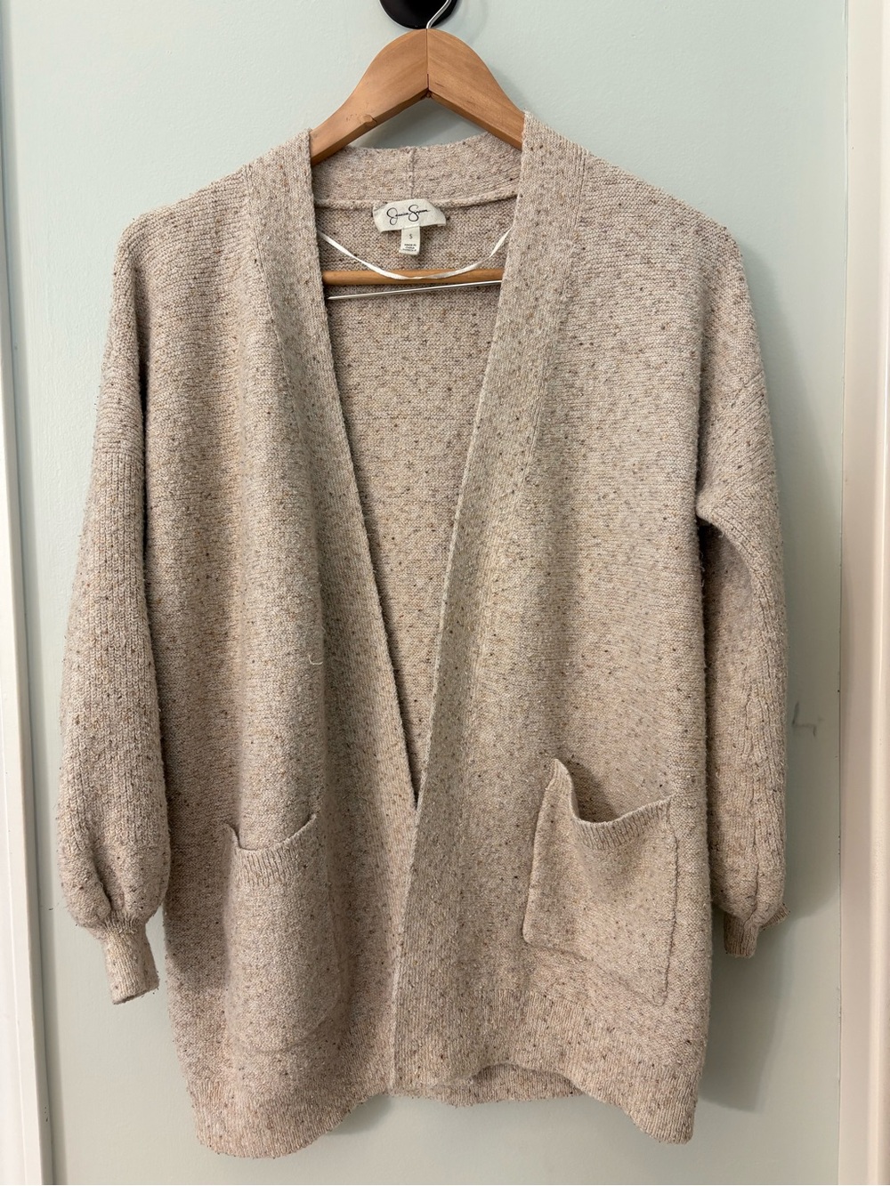Jessica Simpson Oversized Open-Front Women's Cardigan Sweater - Neutral Oatmeal